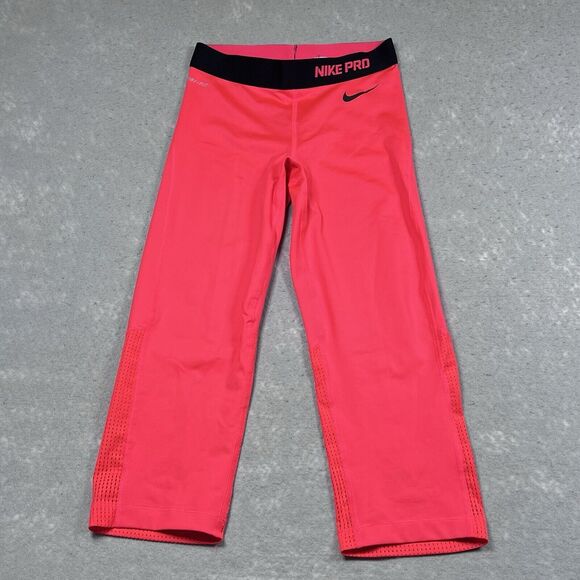 Nike Pro Dri Fit Leggings Womens Size Small Hot Pink Athleisure Inseam 19” - Picture 1 of 10
